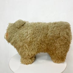 Park Ave Scully & Scully Plush BEAR Lambs Wool Foot Stool Ottoman 1950s Luxury