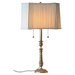 Antique Brass & Silk Park Avenue Lady Table Lamp, Regency Revival