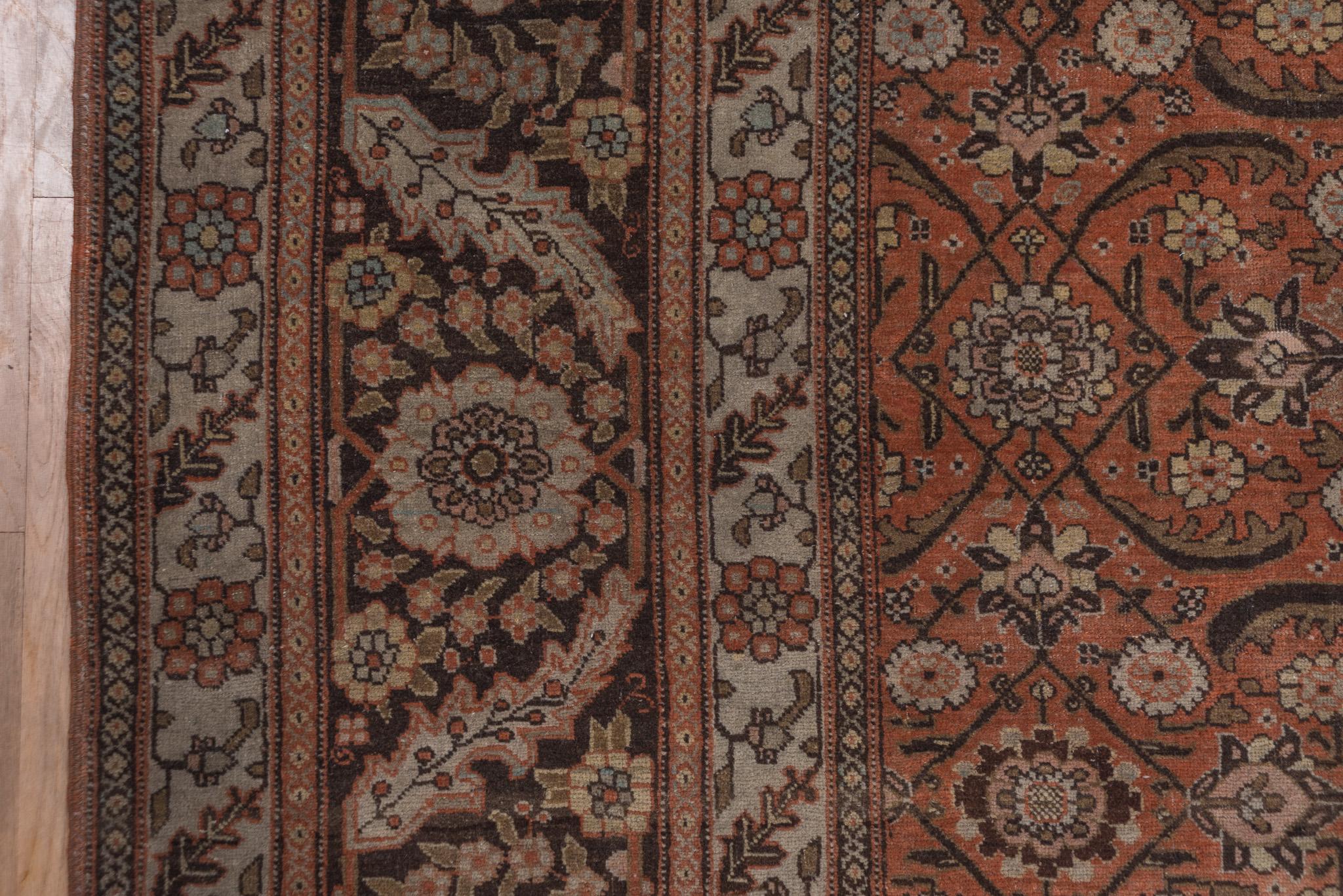 Royal Floral Antique Tabriz in Deep Burnt Orange For Sale 5
