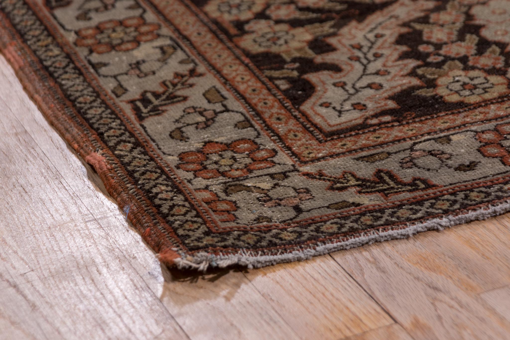 Mid-20th Century Royal Floral Antique Tabriz in Deep Burnt Orange For Sale