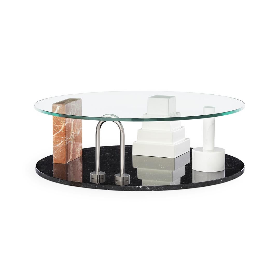 Park coffee table in marble, metal and glass by Ettore Sottsass for Memphis Milano collection

Additional information:
Coffee table in marble, metal and plate glass.
Collection: Memphis Milano
Designer: Ettore Sottsass
Year: 1983
Dimensions: