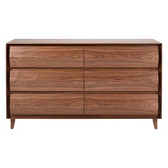 Park Dresser, Solid Walnut Wood Dresser with 6 Large Drawers