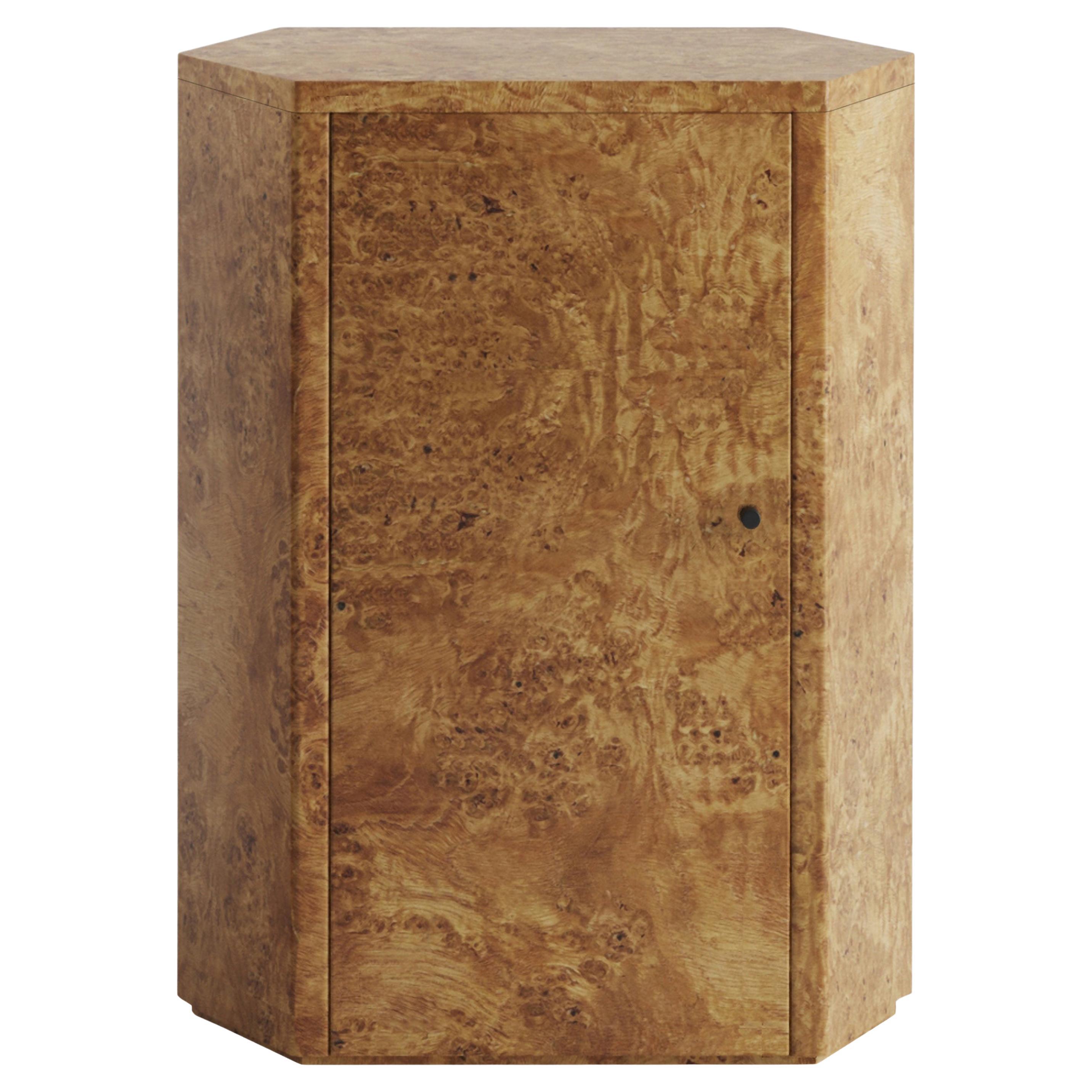 Park Night Stand Single Left unit in Poplar Burl by Yaniv Chen for Lemon