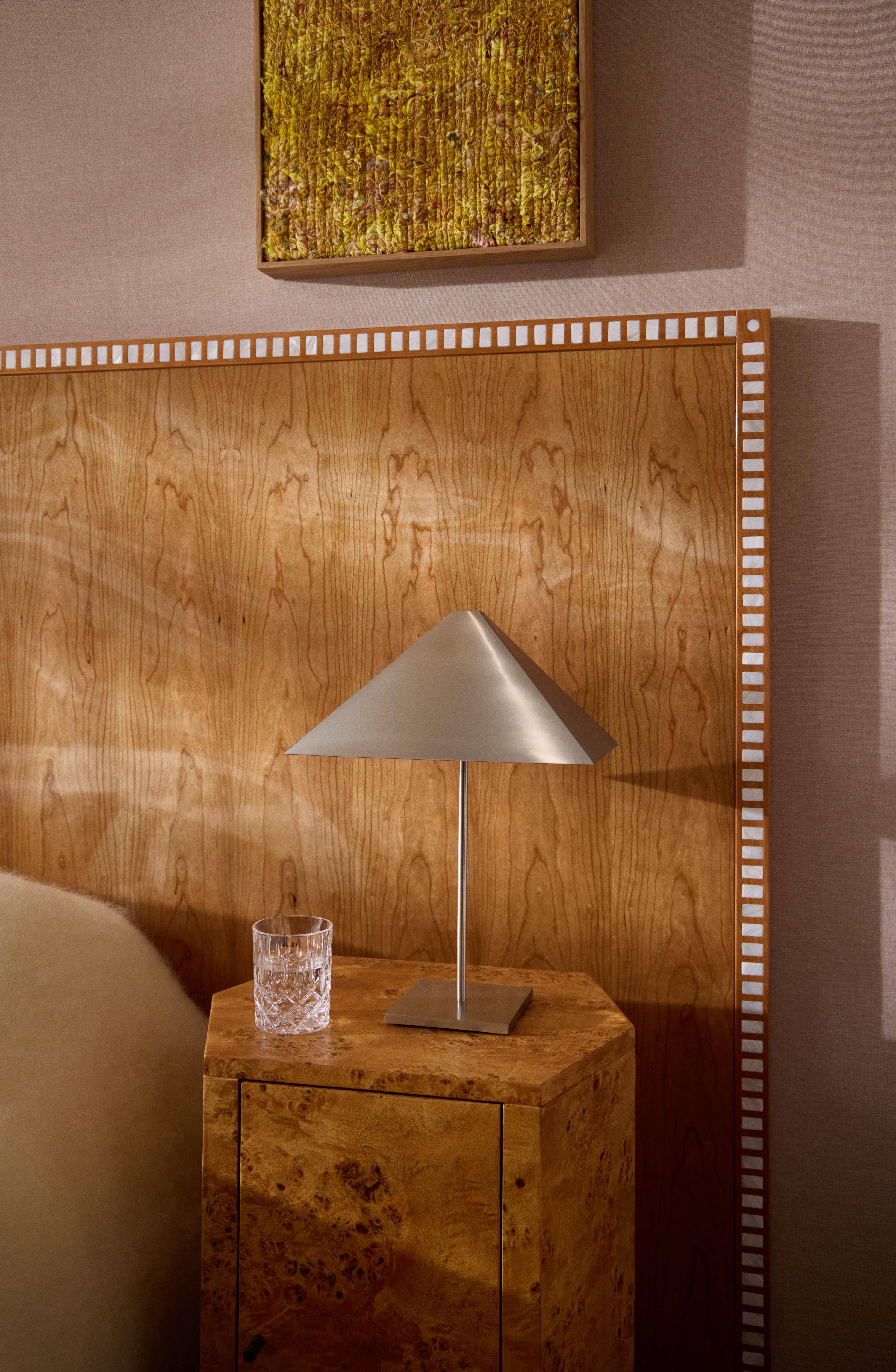 Minimalist Park Night Stand Single Right unit in Poplar Burl by Yaniv Chen for Lemon For Sale