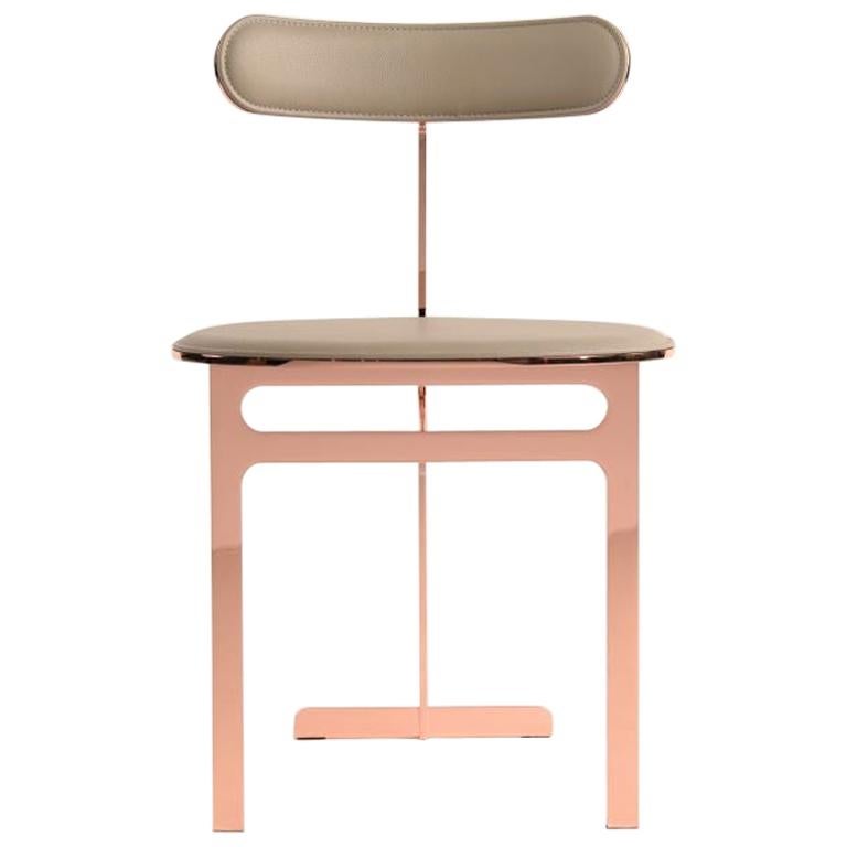 Park Place Chair by Yabu Pushelberg in Rose Copper and Pewter Leather