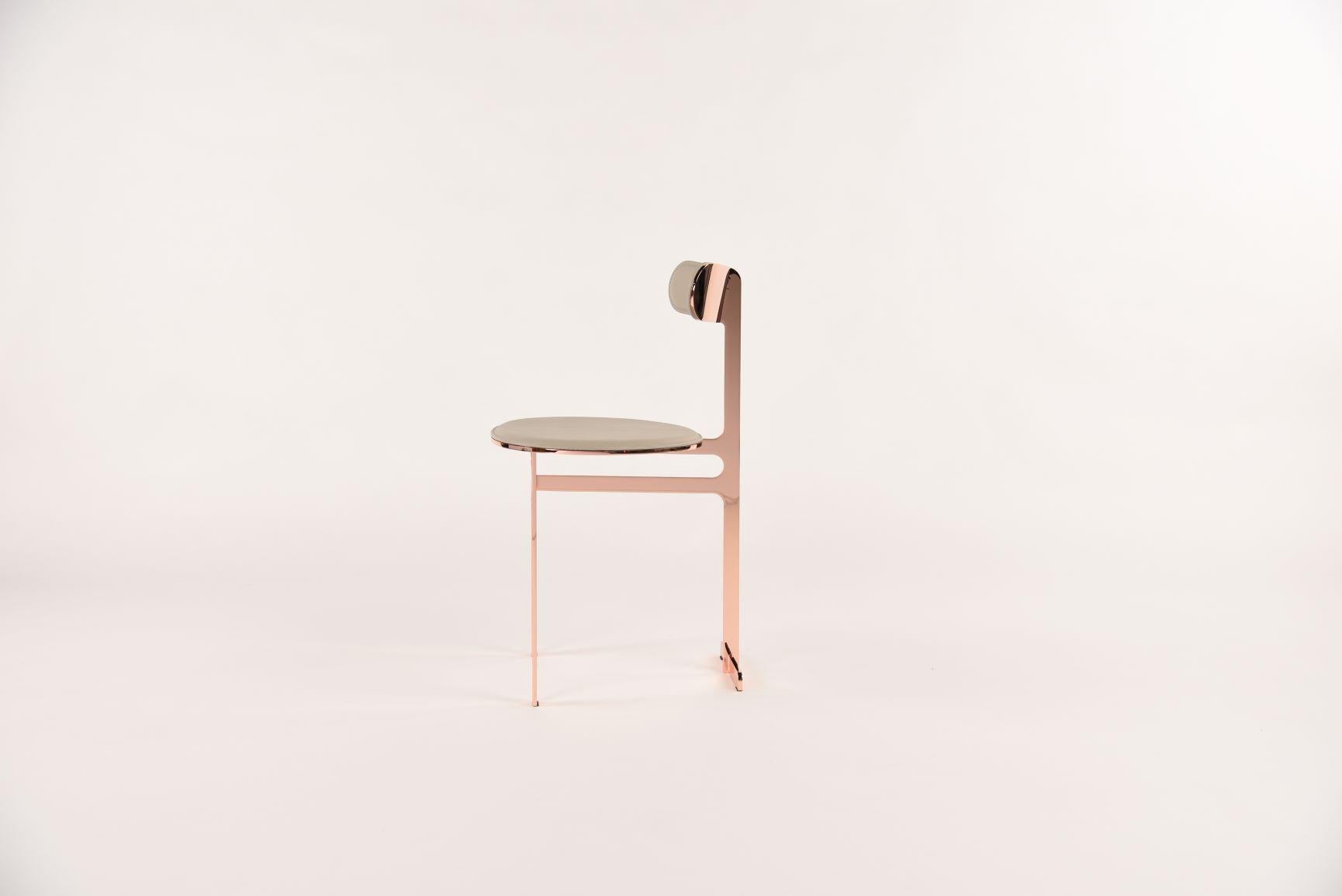 Italian Park Place Chair by Yabu Pushelberg in Rose Copper and Pewter Leather