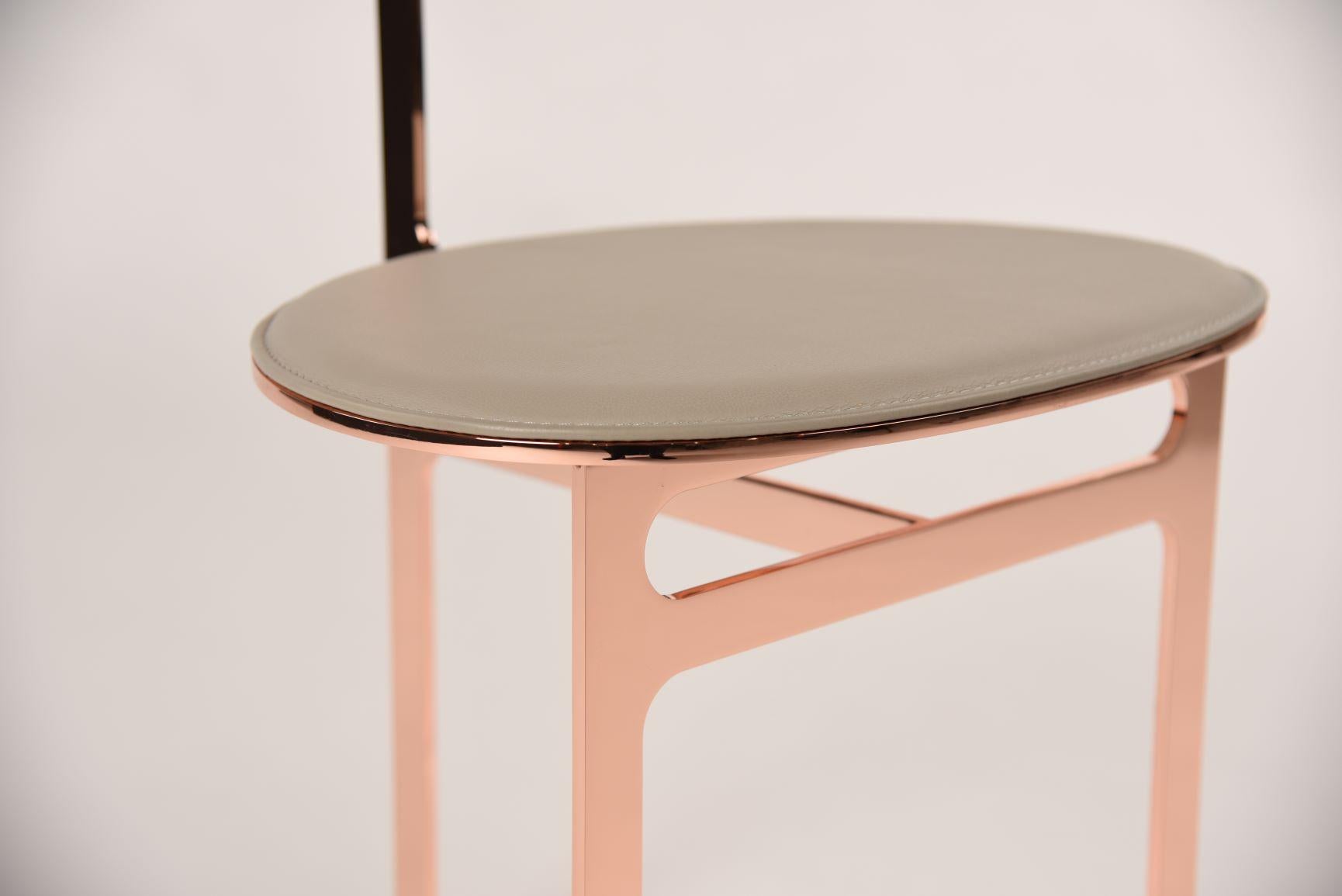 Contemporary Park Place Chair by Yabu Pushelberg in Rose Copper and Pewter Leather