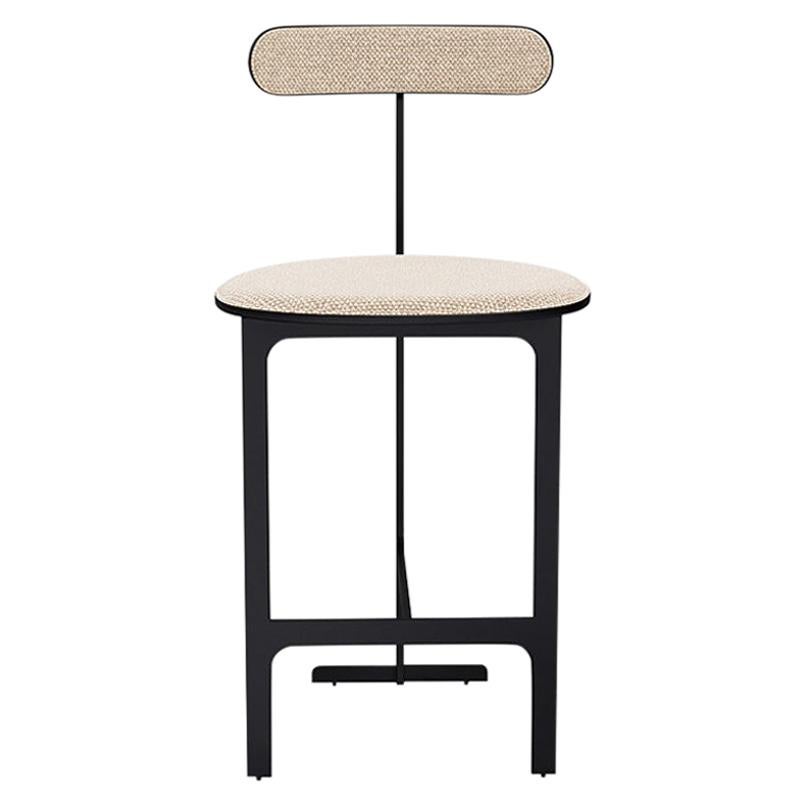 Park Place Counter Stool by Yabu Pushelberg in Matte Black and Boucle Chenille For Sale
