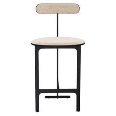 Park Place Counter Stool by Yabu Pushelberg in Matte Black and Boucle Chenille