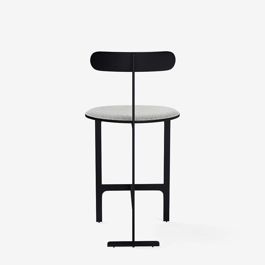 Modern Park Place Counter Stool by Yabu Pushelberg in Matte Black and Boucle Wool For Sale
