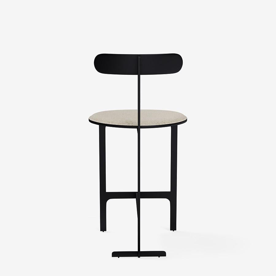 Italian Park Place Counter Stool by Yabu Pushelberg in Matte Black and Chenille For Sale