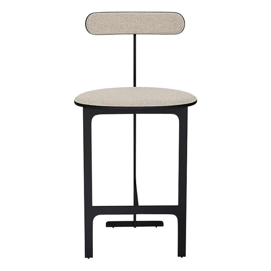 Park Place Counter Stool by Yabu Pushelberg in Matte Black and Chenille For Sale