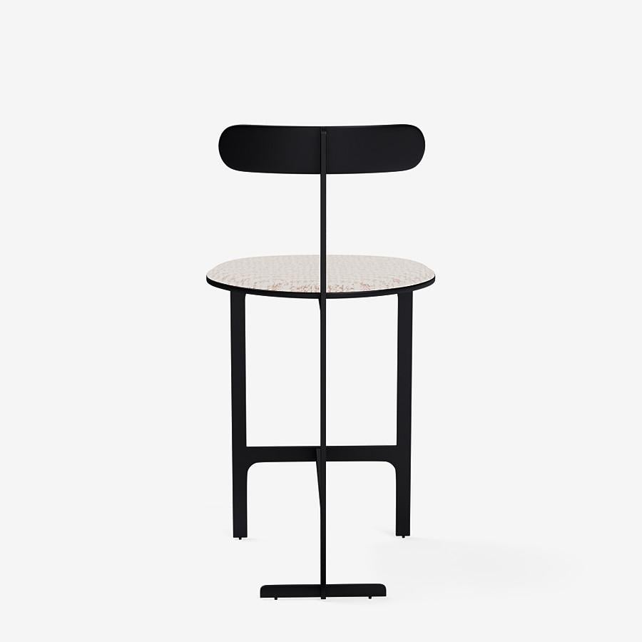 Italian Park Place Counter Stool by Yabu Pushelberg in Matte Black and Jacquard Tweed For Sale
