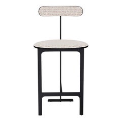 Park Place Counter Stool by Yabu Pushelberg in Matte Black and Jacquard Tweed