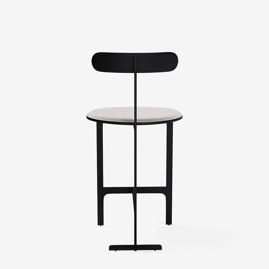 Italian Park Place Counter Stool by Yabu Pushelberg in Matte Black and Mohair For Sale
