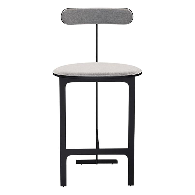 Park Place Counter Stool by Yabu Pushelberg in Matte Black and Mohair For Sale