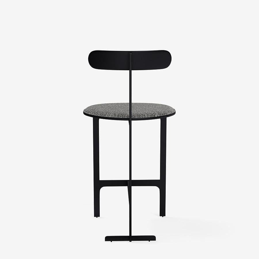 Modern Park Place Counter Stool by Yabu Pushelberg in Matte Black and Multi-Tone Boucle For Sale