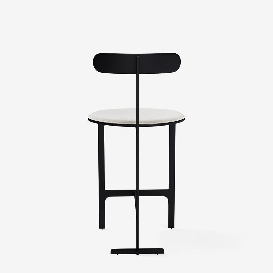Italian Park Place Counter Stool by Yabu Pushelberg in Matte Black and Nubuck Leather For Sale