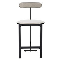 Park Place Counter Stool by Yabu Pushelberg in Matte Black and Nubuck Leather