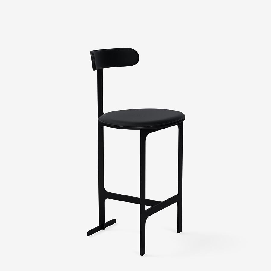 This Park Place counter stool by Yabu Pushelberg in black soft touch is upholstered in Ameila Street premium aniline leather. Ameila Street comes in 7 colorways from Scandinavia, with a weight of 1.5-1.7mm.

The Park Place counter stool by Yabu