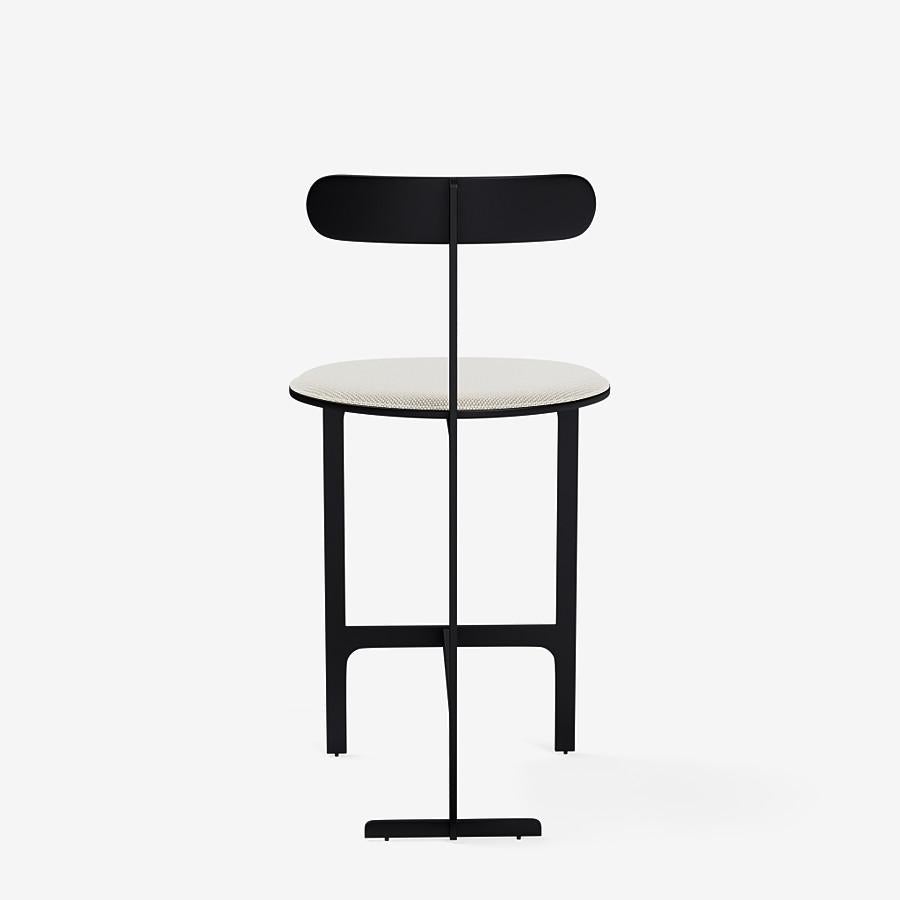 Modern Park Place Counter Stool by Yabu Pushelberg in Matte Black and Textured Wool For Sale