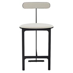 Park Place Counter Stool by Yabu Pushelberg in Matte Black and Textured Wool