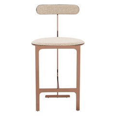 Park Place Counter Stool by Yabu Pushelberg in Rose Copper and Boucle Chenille