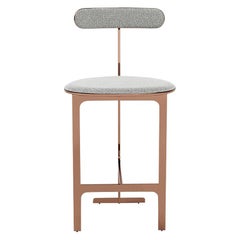 Park Place Counter Stool by Yabu Pushelberg in Rose Copper and Boucle Wool
