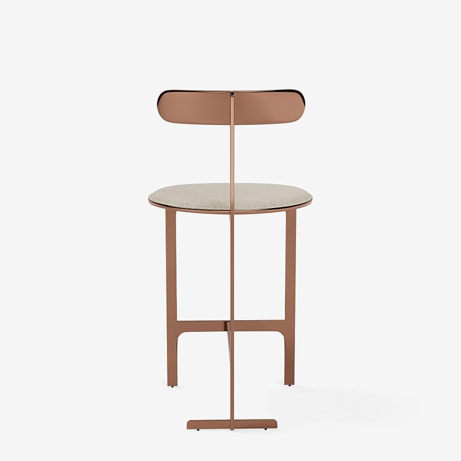 Italian Park Place Counter Stool by Yabu Pushelberg in Rose Copper and Chenille For Sale
