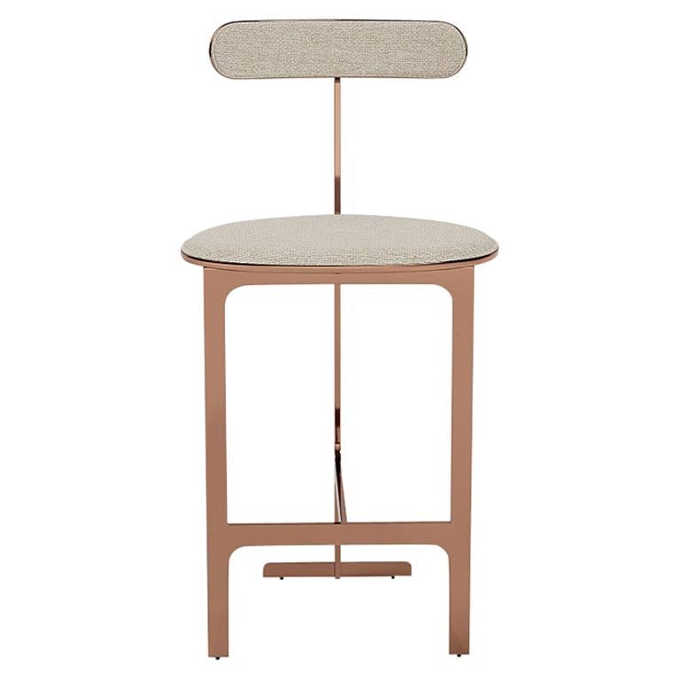 Park Place Counter Stool by Yabu Pushelberg in Rose Copper and Chenille