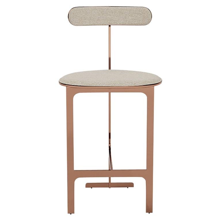 Tabouret de comptoir de Park Place de Yabu Pushelberg en cuivre rose et chenille en vente