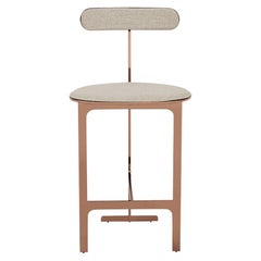 Park Place Counter Stool by Yabu Pushelberg in Rose Copper and Chenille