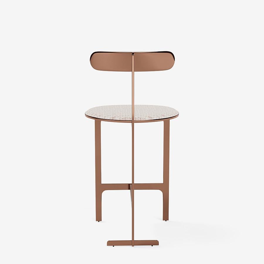 Italian Park Place Counter Stool by Yabu Pushelberg in Rose Copper and Jacquard Tweed For Sale