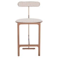 Park Place Counter Stool by Yabu Pushelberg in Rose Copper and Jacquard Tweed