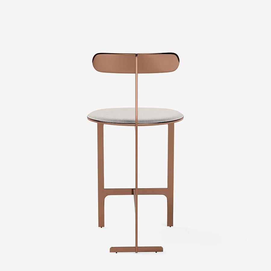 Italian Park Place Counter Stool by Yabu Pushelberg in Rose Copper and Mohair For Sale