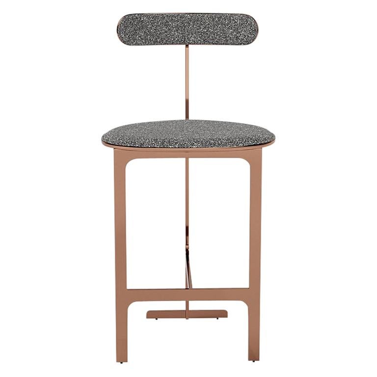 Park Place Counter Stool by Yabu Pushelberg in Rose Copper and Multi-Tone Boucle For Sale