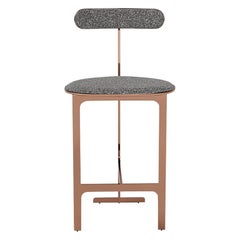 Park Place Counter Stool by Yabu Pushelberg in Rose Copper and Multi-Tone Boucle