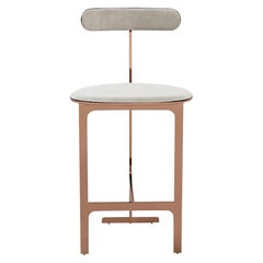 Park Place Counter Stool by Yabu Pushelberg in Rose Copper and Nubuck Leather