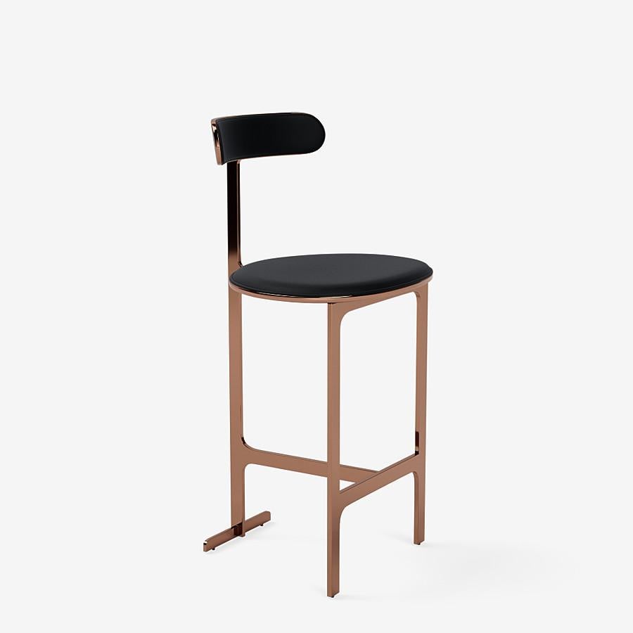 This Park Place counter stool by Yabu Pushelberg in Rose Copper is upholstered in Ameila Street premium aniline leather. Ameila Street comes in 7 colorways from Scandinavia, with a weight of 1.5-1.7mm.

The Park Place counter stool by Yabu