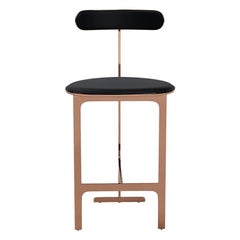 Park Place Counter Stool by Yabu Pushelberg in Rose Copper and Premium Leather