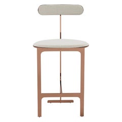 Park Place Counter Stool by Yabu Pushelberg in Rose Copper and Textured Wool