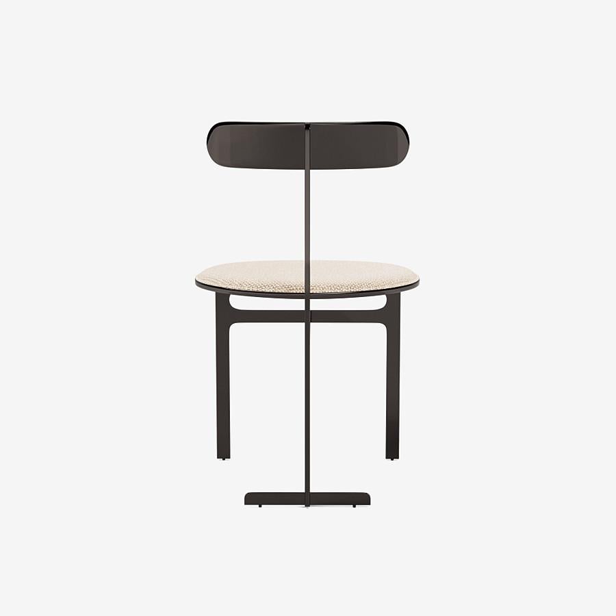 Italian Park Place Dining Chair by Yabu Pushelberg in Black Nickel and Boucle Chenille For Sale