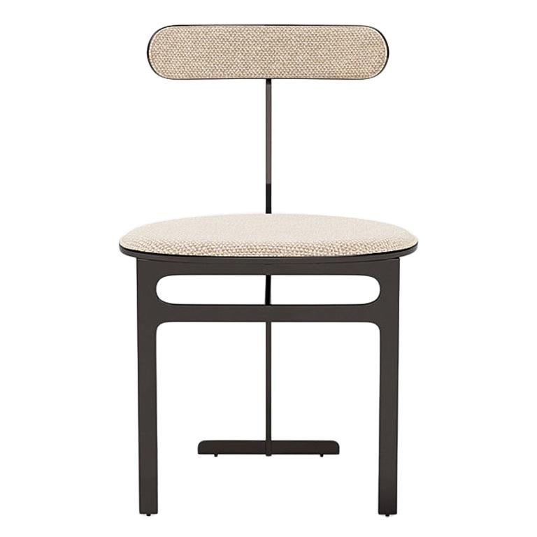 Park Place Dining Chair by Yabu Pushelberg in Black Nickel and Boucle Chenille For Sale