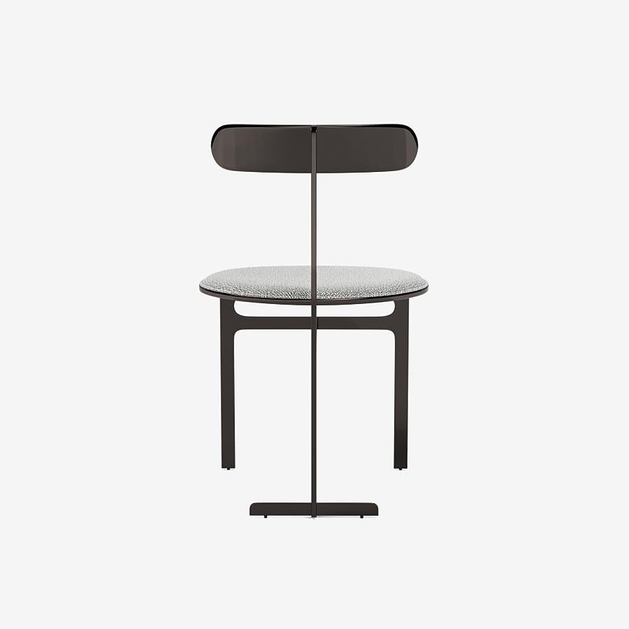 Italian Park Place Dining Chair by Yabu Pushelberg in Black Nickel and Boucle Wool For Sale