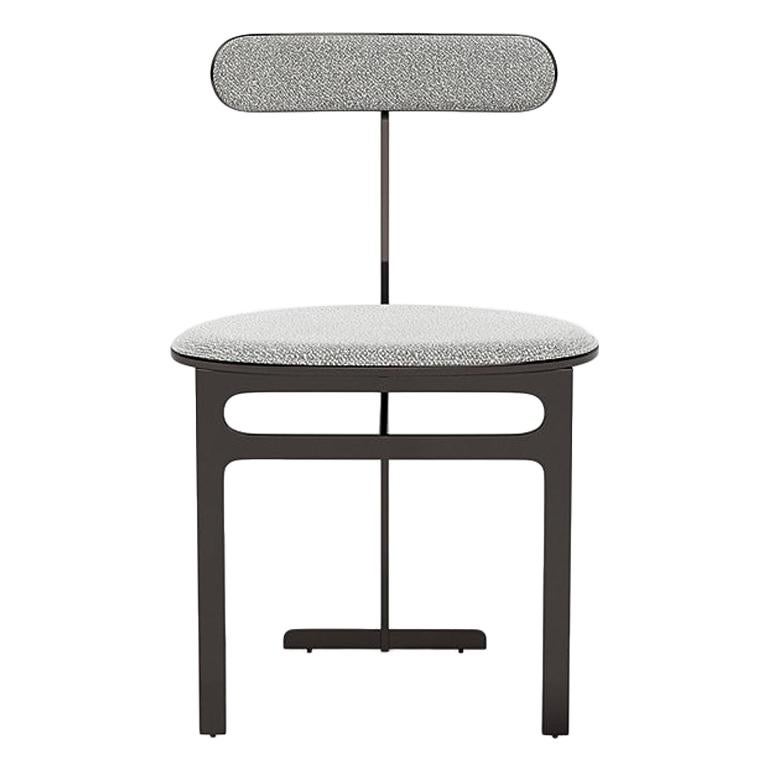 Park Place Dining Chair by Yabu Pushelberg in Black Nickel and Boucle Wool For Sale