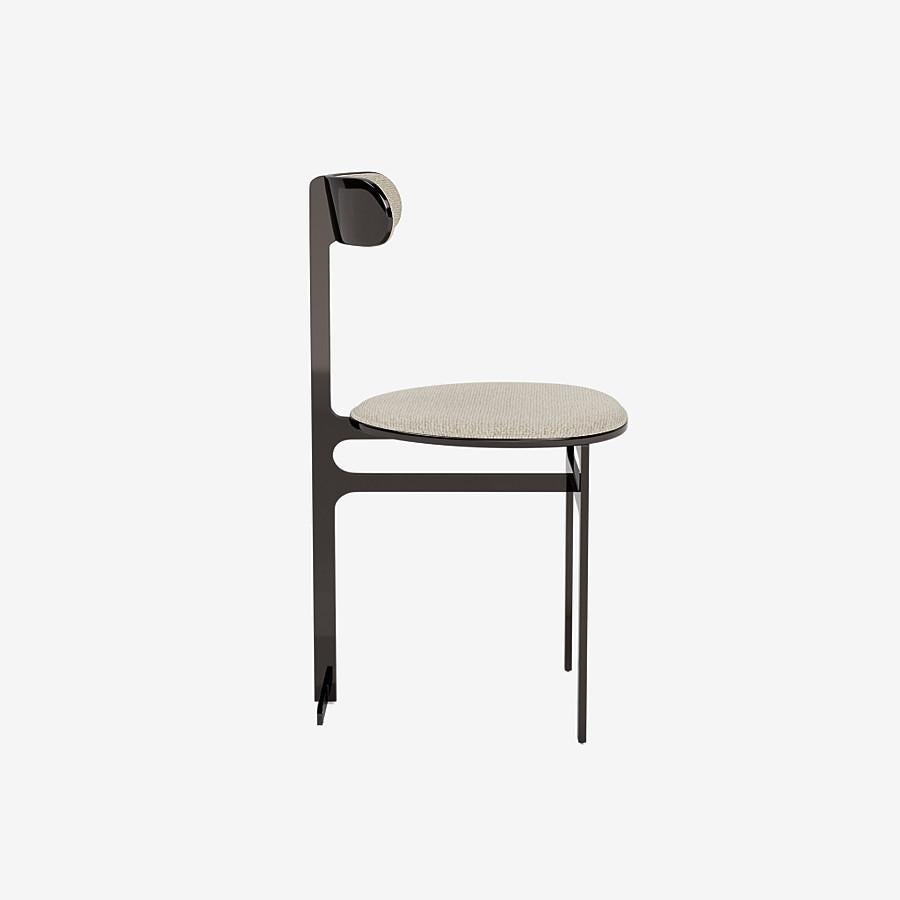 Modern Park Place Dining Chair by Yabu Pushelberg in Black Nickel and Chenille For Sale