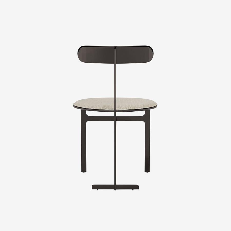 Italian Park Place Dining Chair by Yabu Pushelberg in Black Nickel and Chenille For Sale