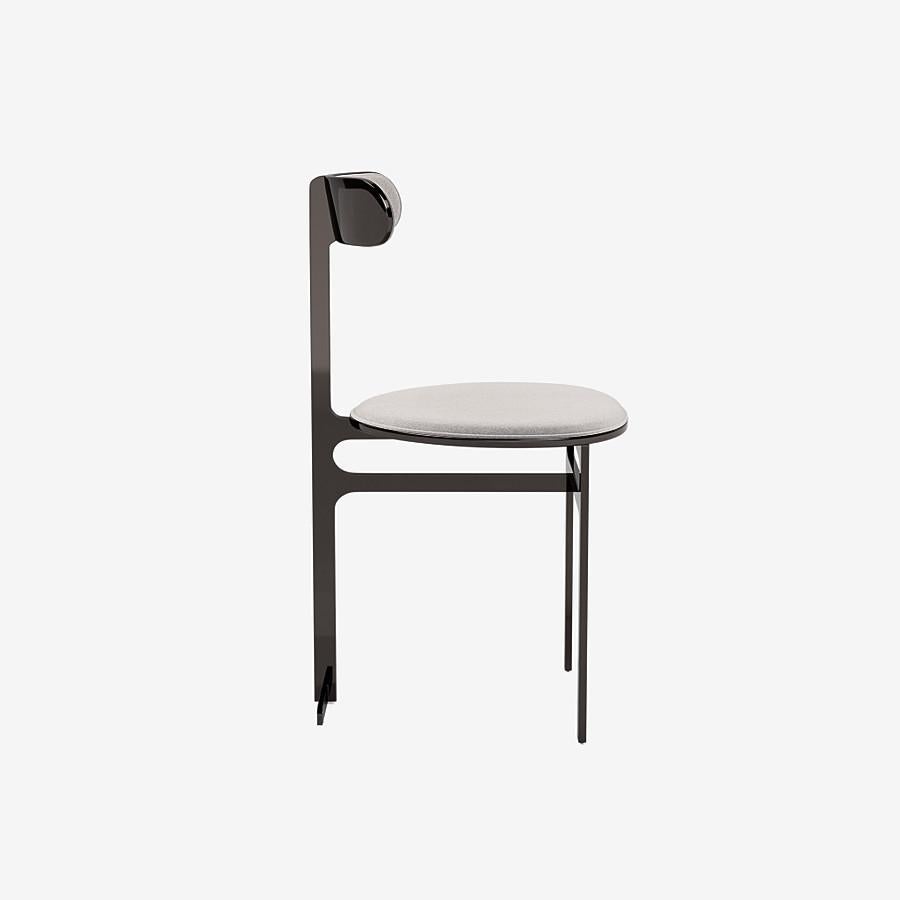 Modern Park Place Dining Chair by Yabu Pushelberg in Black Nickel and Mohair For Sale