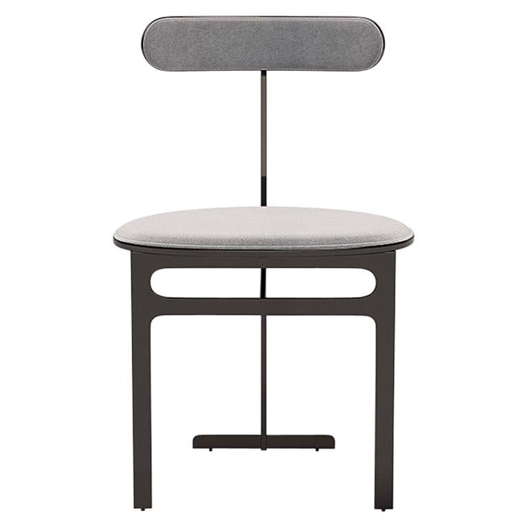 Park Place Dining Chair by Yabu Pushelberg in Black Nickel and Mohair For Sale