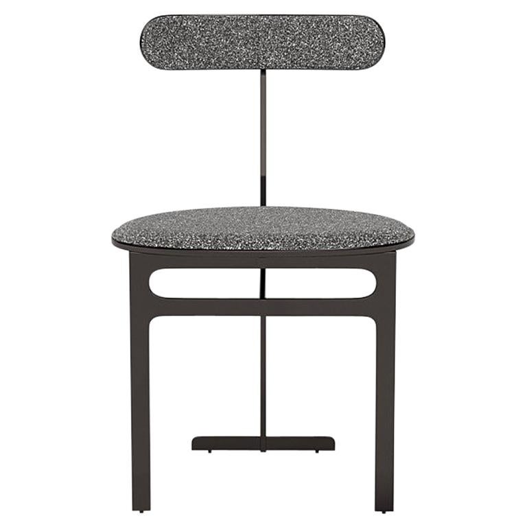 Park Place Dining Chair by Yabu Pushelberg in Black Nickel and Multi-Tone Boucle